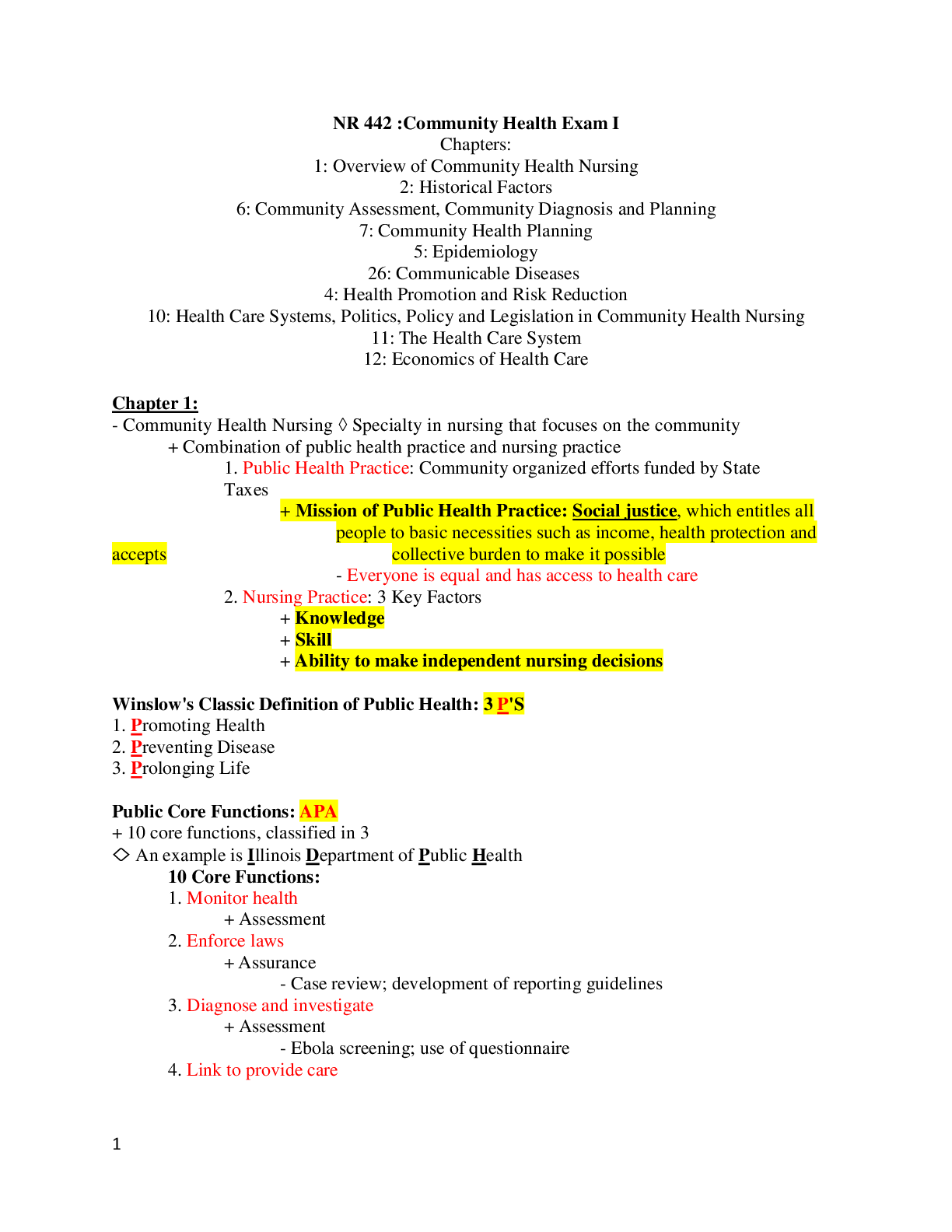 Preview image of NR 442 -Community Health Exam I Graded A+ document